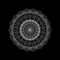 A black and white circular design on a black background vector