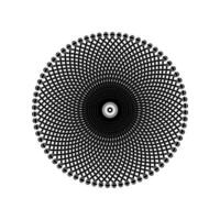 A black and white of a circular illusion design vector