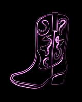 The glowing outline highlights the intricate details of a stylish cowboy boot vector