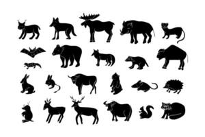 Silhouettes of different wild animals displayed together showcasing their unique shapes vector