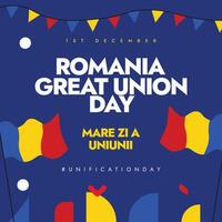 Romania great union day banner with its flags vector
