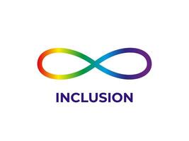 Inclusion icon abstract concept. Gradient infinity sign. Diversity and inclusivity. Logo idea. Background with text inscription. vector