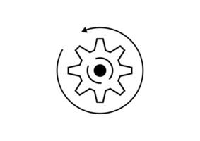 Recovery gear icon on white background. Cogwheel with arrow. Easy process mechanism and renewal synconize. vector