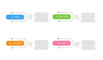 Business infographics template. 4-step design option. Workflow chart data on a white background. For presentation, process diagrams, business strategy elements illustration. vector