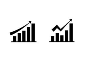 Stock and investment concept. A bar and upper arrow graph icons on white background. Burish market, profit of wealth, high-risk high return, business growth up. vector