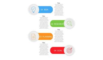 Business infographics template. 4-step design option. Workflow chart data on a white background. For presentation, process diagrams, business strategy elements illustration. vector