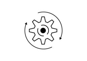 Recovery gear icon on white background. Cogwheel with arrow. Easy process mechanism and renewal synconize. vector