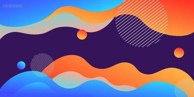 Modern bright blue and orange geometric business banner design. Creative banner design with wave shape as template. Simple horizontal banner on purple background. Eps10 vector