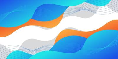 Modern abstract 3D fluid background with blue and orange wave and line design. Eps10 vector