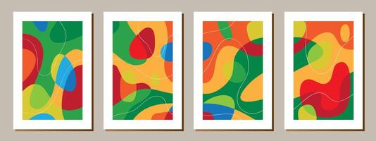 Collection of posters with wave line elements, abstract colorful liquid, modern graphic design. Liquid abstract shapes. Perfect for social media, posters, covers, invitations, brochures. vector