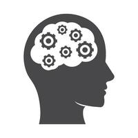profile brain icon cog wheels isolated vector