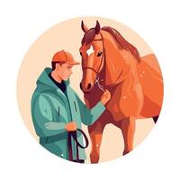 Man and Horse on white background icon isolated vector