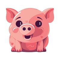 Cute piglet smiling, a cheerful farm friend icon isolated vector