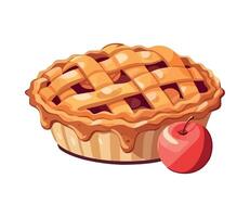 Freshly baked apple pie on white background vector