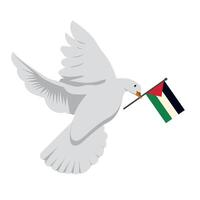palestine flag with dove flying design vector