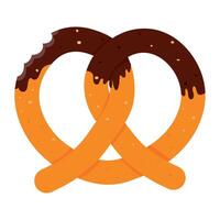pretzel with chocolate dip isolated vector