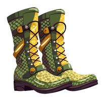 Green army boots for walk in adventure icon isolated vector