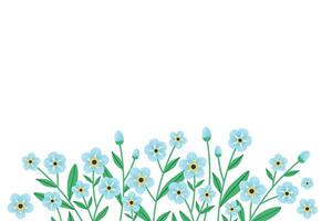 Forget me not flower frame. Rectangular frame with flowers on bottom. Delicate blue flowers. illustration. vector