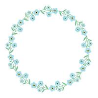 Forget me not flower round frame. round frame with flowers around the perimeter. Delicate blue flowers. illustration. vector