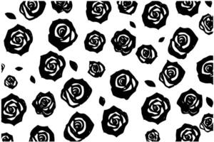 Seamless floral pattern with roses. Hand drawn black paint illustration with abstract floral motif. vector