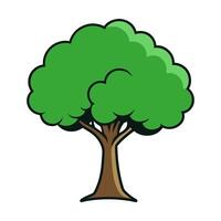 A cartoon tree with green leaves on it vector
