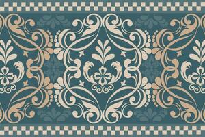 damask pattern with vintage floral and leaf motifs, for textile, wallpaper, wrapping and graphic design projects. vector