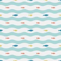 Tropical fish in the ocean, simple seamless pattern. background marine theme. vector