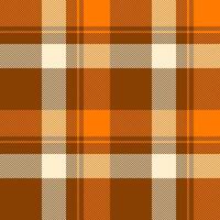 Platform seamless plaid fabric, strip check texture pattern. Glen tartan textile background in orange and bright colors. vector