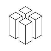 Cube logo, geometric design. Monochrome box logotype company, trendy techno emblem in isometric line style. vector