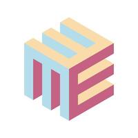 Cube logo, geometric design. Box logotype company, trendy techno emblem in isometric 3D style. vector