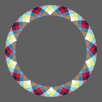 Circle borders and frames . Round border pattern geometric vintage frame design. Scottish tartan plaid fabric texture. Template for gift card, collage, scrapbook or photo album and portrait. vector