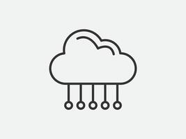 Technology icon cloud computing connection. Big data global server. Line design symbol. vector