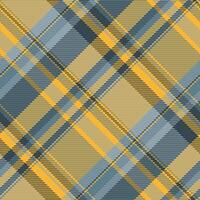 Woven texture background textile, gorgeous pattern check seamless. Baby tartan fabric plaid in cyan and amber colors. vector