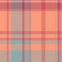Slim textile background tartan, multicolor check texture. Antique seamless plaid fabric pattern in red and pastel colors. vector