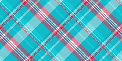 Material textile pattern texture, retail seamless fabric check. Satin tartan plaid background in cyan and light colors. vector