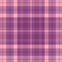 Teenage check background, nostalgic plaid seamless texture. Popular tartan textile pattern fabric in pink and red colors. vector