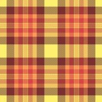 Official background seamless check, day texture textile . Napkin tartan pattern plaid fabric in red and yellow colors. vector
