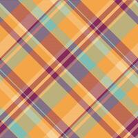 Herringbone seamless textile check, hanukkah tartan fabric pattern. Aged background texture plaid in orange and pink colors. vector