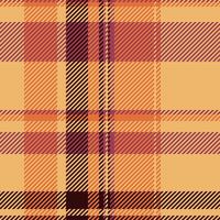 Buffalo texture seamless textile, trend fabric check tartan. String plaid pattern background in orange and red colors. vector