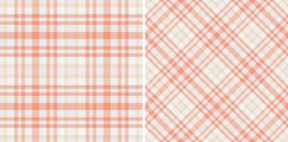 Plaid check seamless of fabric textile background with a pattern tartan texture. Set in cream colors for geometric unique identity design. vector
