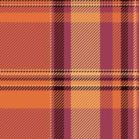 Industrial textile fabric plaid, manufacturing background tartan . Upscale seamless texture check pattern in orange and red colors. vector
