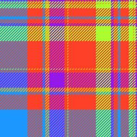 Covering textile plaid , colorful texture check pattern. Nyc fabric tartan background seamless in red and cyan colors. vector