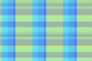 Fur plaid textile texture, layout background seamless. Ornament tartan check pattern fabric in cyan and lime colors. vector