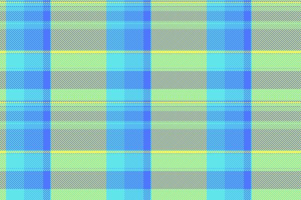 Fur plaid textile texture, layout background seamless. Ornament tartan check pattern fabric in cyan and lime colors.