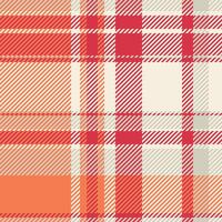 Tee textile fabric pattern, chequered plaid tartan. Fashionable check texture background seamless in light and orange colors. vector