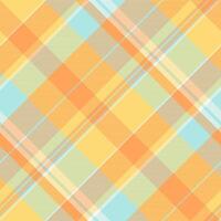Honey check fabric textile, beautiful background texture pattern. Complexity tartan seamless plaid in orange and amber colors. vector