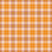 Cute pattern fabric , editable plaid textile tartan. Outline texture background check seamless in orange and amber colors. vector