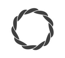 Round frame black and white ornament. Graphic border doodle. Ring curve link connection vector