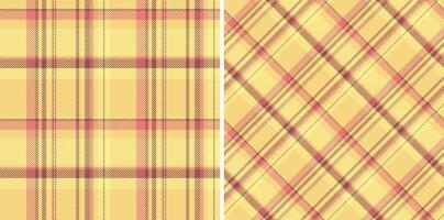Seamless plaid check of pattern tartan with a background textile texture fabric. Set in food colors. Messy stripe art. vector