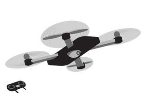 Flying drone with a camera. illustration in flat style. vector
